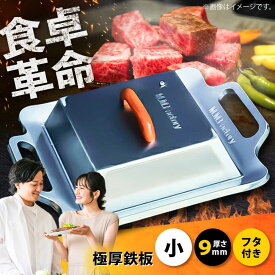 【ふるさと納税】極厚鉄板【小】9mm厚＋ステンレス製フタSET（TS-90＋F） / 鉄板 蓋 バーベキュー BBQ キャンプ アウトドア 極厚 滋賀県 グリルプレート 焼肉 鉄板焼き ステーキ 蒸し料理 調理器具 ソロキャンプ コンパクト / 栗東市 / M.M.Factory[BIBA003]