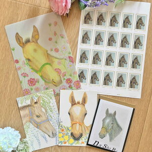 yӂ邳Ɣ[Łzn̂܂I@nƉԂ̃Xe[Vi[ZbgB / ؎ |XgJ[h  NAt@C G / Is / nashira (nashira picture of horse)[BIBN002]