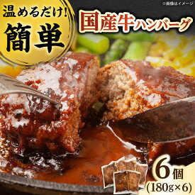 【ふるさと納税】国産牛ハンバーグ 6個 / 牛肉 国産牛 ハンバーグ 国産 時短 冷凍 温めるだけ 簡単 個包装 惣菜 おかず / 栗東市 / 株式会社近江フーズ[BIBU003]