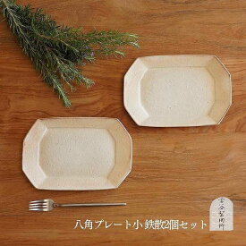 【ふるさと納税】信楽焼 八角プレート（小） 鉄散 2枚セット 古谷製陶所 陶器 食器 贈り物 ギフト 人気