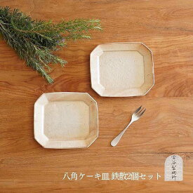 【ふるさと納税】信楽焼 八角ケーキ皿　鉄散 2枚セット 古谷製陶所 陶器 食器 贈り物 ギフト 人気 (176672-40037264-te)