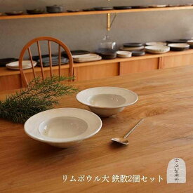 【ふるさと納税】信楽焼 リムボウル（大） 鉄散 2枚セット【古谷製陶所】 | 甲賀市 陶器製 ボウル 大サイズ 鉄散釉 手作り 和モダン 人気 おすすめ 焼き物 食器 和食器 盛り鉢 インテリア キッチン雑貨 おしゃれ お取り寄せ 通販 送料無料 ふるさと納税