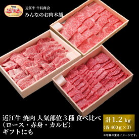 【ふるさと納税】近江牛 焼肉 人気部位 3種 食べ比べ（ロース・赤身・カルビ）計1.2kg（各400g×3）ギフトにも 牛長商会 みんなのお肉本舗｜滋賀県野洲市 お取り寄せグルメ ご当地 ご当地グルメ 肉 お肉 にく 牛 牛肉 ビーフ 近江牛 和牛 たべくらべ ｜
