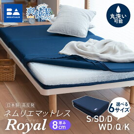 【ふるさと納税】＼選べる6サイズ／ 高反発 寝具 ブレスエアー(R)製 敷布団「ロイヤル」royal 近江化成工業株式会社 滋賀県 東近江市 高反発敷布団 マットレス シングル 体圧分散 洗える 抗菌 防臭 腰痛 肩こり 通気性 国産 快眠 寝姿勢サポート 三つ折り 高級 厚さ8cm