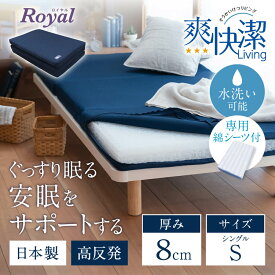 【ふるさと納税】 ロイヤルセットS 高反発 寝具 ブレスエアー製 敷布団 近江化成工業株式会社 滋賀県 東近江市 AC08 敷布団 マットレス シングル ブレスエアー 綿シーツ 体圧分散 洗える 抗菌 防臭 腰痛 肩こり 通気性 国産 快眠 寝姿勢サポート 厚さ8cm