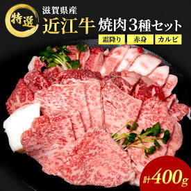 【ふるさと納税】近江牛 特選 焼肉 3種盛り 約400g 牛肉 黒毛和牛 焼き肉 焼肉用 カルビ 赤身 霜降り 肉 お肉 牛 和牛 納期 最長3カ月　【 豊郷町 】　お届け：繁忙期は最長3か月。納期指定不可