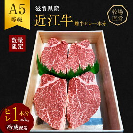 【ふるさと納税】【最短1週間発送】 【数量限定】 A5ランク 近江牛 肉 ステーキ 牛肉 雌牛 ヒレ1本分 約3kg ふるさと納税 お肉 ブランド牛 黒毛和牛 滋賀県 豊郷町　お届け：繁忙期に限り納期最長3～5ヶ月。納期指定不可