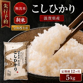 【ふるさと納税】【令和8年産】 先行予約 新米 BG無洗米 コシヒカリ 5kg 12回定期便 令和8年産 定期便 米 無洗 無洗米 こめ コメ お米 ご飯 米 こしひかり 米定期便 12か月定期便 12ヶ月定期便 12回 12ヶ月 12か月 滋賀県 豊郷 豊郷町　お届け：2026年10月中旬～2027年12月末