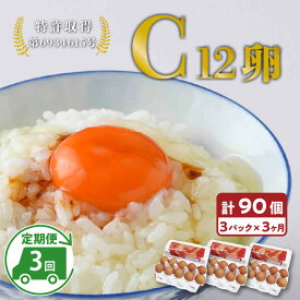 【ふるさと納税】【定期便3ヶ月】特許取得 C12卵 3パックギフト(割れ保証付き) [C-01601] / お中元 夏ギフト 送料無料 たまご 国産 フレッシュ お取り寄せ 産地直送