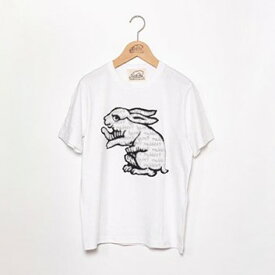 【ふるさと納税】【beanxious( ビーアンキシャス )】 直植毛フロッキーTシャツ ウサギ白 Lサイズ | Tシャツ フロッキー L ホワイト 白 ウサギ 動物 半袖 ギフト お祝い beanxious 京都府 京都市