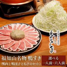【ふるさと納税】［着日指定必須］【冷蔵配送】福知山名物 鳥名子の鴨すき 【鴨肉と鴨団子とねぎのセット】 ＼内容量が選べる／ 一人前 二人前 三人前 四人前 五人前 六人前 鴨 鴨すき 鴨団子 鍋 鴨鍋 鍋セット 人気 鳥名子 とりなご 名店 家族 京都 福知山市