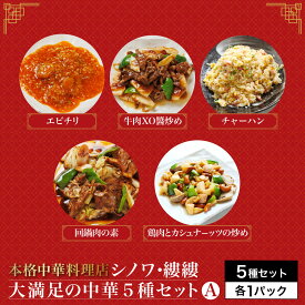 【ふるさと納税】 シノワ・縷縷　大満足の中華5種セットA　ふるさと納税 中華 四川料理 5種 セット 海老 エビ エビチリ 牛肉のXO醬炒め チャーハン 鶏肉とカシューナッツの炒め 回鍋肉 小分け 冷凍 使いやすい 真空 パック 京都府 福知山市 FCBL011