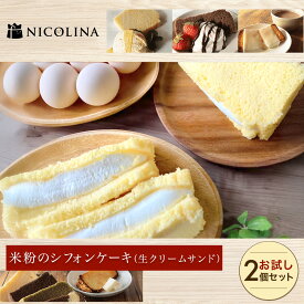 【ふるさと納税】米粉のシフォンケーキ　生クリームサンド　お試し2個セット　FCAA017