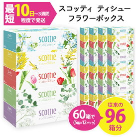 【ふるさと納税】スコッティ ティシュー フラワーボックス 250組 (5箱×12パック・計60箱) 箱ティッシュ 家庭用 防災 常備品 ストック 【fc-AS002-A】【日本製紙クレシア株式会社】
