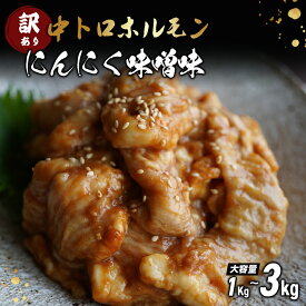 【ふるさと納税】 【訳あり】 中トロ ホルモン 1〜3kg (250gの小分けパック) にんにく 味噌味 焼肉 ホルモン焼き 不揃い シマ腸 シマチョウ 小腸 おつまみ 味噌 味付 小分け 冷凍 牛 内臓 肉 幸福亭