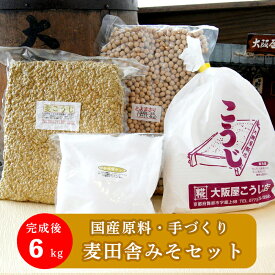 【ふるさと納税】生こうじ 大阪屋の麹で作る 麦田舎味噌 手作り味噌セット 仕上がり約6kg+既製品400g 無添加 発酵食品 こうじ 麦味噌 田舎味噌 寒仕込み 京都 舞鶴
