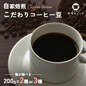 【ふるさと納税】 自家焙煎 珈琲ヒュッテ こだわり コーヒー豆 200g × 2袋/3袋 セット ： 選べる 容量 400g 600g 焙煎豆 珈琲豆 珈琲 コーヒー coffee オリジナル ブレンド ケニア 嗜好品