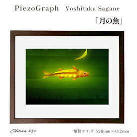 【ふるさと納税】相根良孝 ピエゾグラフ 絵画「月の魚」 額装サイズ526mmx412mm 額縁付き アート インテリア 現代版画 出産祝い 進学祝い 成人祝い 就職祝い 退職記念 結婚祝い 結婚記念のお祝い お誕生日 長寿のお祝い 新築祝い 開業のお祝い 綾部 京都【送料無料】