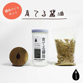 【ふるさと納税】無添加 育てる醤油1セット（塩切醤油用麹365g・呼吸する木の蓋・専用びん・説明書）【 国産 醤油 セット 手作り 醤油作り 醤油づくり キット しょうゆ 調味料 贈答 贈り物 プレゼント ギフト 無農薬 熟成 もろみ 京都 綾部 】