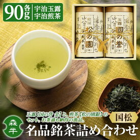 【ふるさと納税】《森半》名品銘茶詰め合わせ「国松」(宇治玉露・宇治煎茶/各90g) 国松 宇治玉露 宇治煎茶 高級 玉露 煎茶 緑茶 名品銘茶 詰め合わせ セット 高級茶缶 老舗 宇治銘茶 高級緑茶 詰合せ茶 【uj-AR002】【森半】