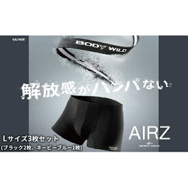 【ふるさと納税】BODYWILD AIRZ ボクサーパンツ Lサイズ 3枚セット ブラック2枚 ネービーブルー1枚 ファッション 服 下着 グンゼ GUNZE L ボクサー パンツ メンズ シンプル 父 旦那 彼氏　【宮津市】　お届け：商品のお届けまで最長3ヶ月～4ヶ月