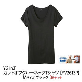 【ふるさと納税】グンゼ YG in.T カットオフクルーネックTシャツ【YV2613P】Mサイズ ブラック3枚セット GUNZE　【 ファッション 服 男性 メンズ インナー 】