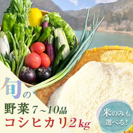 【ふるさと納税】米 定期便 2kg(コシヒカリ) 旬の野菜7～10品セット 1回 6回 12回 京都 京都丹波/亀岡産 季節の野菜 詰め合わせ≪産地直送 直売所 令和7年産 6ヶ月 12ヶ月 ふるさと納税野菜 京野菜 訳あり 生活応援 新米≫※配送不可地域あり
