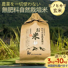 【ふるさと納税】米 令和7年産 自然栽培米 ヒノヒカリ ＜農薬を一切使わない無肥料栽培＞ 玄米 3kg 5kg 8kg 10kg 選べる 1回 3回 6回 8回 3ヶ月 6ヶ月 8ヶ月 定期便 《京都丹波産 最高良食味 人気品種》