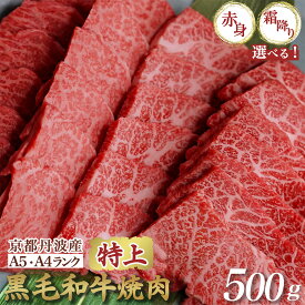 【ふるさと納税】【訳あり 生活応援】焼肉 高評価★4.8 黒毛和牛 特上焼肉［選べる A5特上霜降り・A4A5特上赤身・ハーフ 食べ比べセット］500g 京都丹波産 冷凍 京の肉 ひら山｜ふるさと納税 牛肉 肉 丹波産 和牛 焼肉用 亀岡牛【期間限定 特別規格】