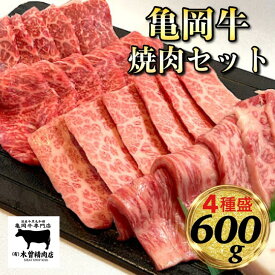 【ふるさと納税】亀岡牛 焼肉 4種セット【600g】(各150g) ※冷凍(冷蔵も指定可) ＜亀岡牛専門店 木曽精肉店＞≪和牛 牛肉 焼き肉 赤身 モモ 霜降り バラ ロース≫ふるさと納税牛肉☆祝！亀岡牛 2021年最優秀賞（農林水産大臣賞）受賞