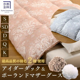 【ふるさと納税】高級 羽毛布団 極暖［選べる シングル セミダブル ダブル クイーン キング］アイダーダウン ポーランドマザーグース95% ≪ボリューム 特殊トリプルエアーキルト 日本製 ピンク／ブルー 冬用 布団 》京都金桝｜キャピタル トリプル