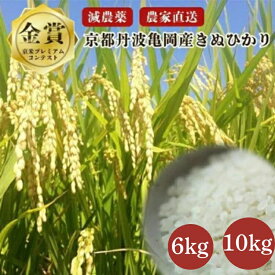 【ふるさと納税】楽天限定 京のプレミアム米 金賞受賞 京都亀岡産きぬひかり 6kg 10kg（2kg×3袋 / 2kg×5袋）選べる内容量 小分け キヌヒカリ 令和7年産 数量限定 ※精米したてをお届け ※北海道・沖縄・離島への配送不可