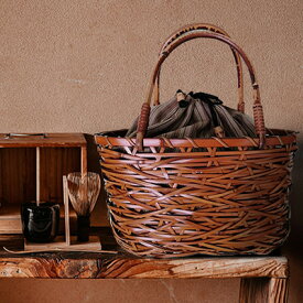 【ふるさと納税】限定 1個 バッグ 竹製 シリーズ9 籐手 29×16×h18 (35) 巾着付き 竹バッグ かごバッグ ファッション カバン かばん 工芸品