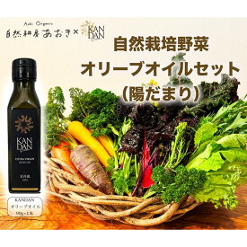 【 ふるさと納税 】【数量限定】自然栽培野菜 と KANDAN オリーブオイル 90g セット 5〜7種 2〜3人用（陽だまり）自然栽培 野菜 オリーブ油 エキストラバージン 旬 詰め合わせ 新鮮 調味料付 京都差 京丹後産 国産 国産オリーブ ドレッシング