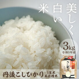 【ふるさと納税】令和5年産　丹後こしひかり1等米3kg　美白精米 大正初期創業の老舗米商店がお届け★白米 お弁当 京都産 京丹後 コシヒカリ ブランド米 久美浜 2023 年産 生産者応援 農家応援 送料無料