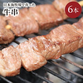 【ふるさと納税】日本海牧場の牛串（ 80g × 6本 ） 牛 焼き鳥 ヤキトリ 焼鳥 yakitori バーベキュー ホームパーティー 肉 串 BBQ ばーべきゅー キャンプ きゃんぷ アウトドア おかず 惣菜 お取り寄せ グルメ 送料無料