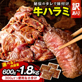 【ふるさと納税】訳あり 小分け300g★5.0 【訳あり】牛ハラミ（サガリ） 秘伝のタレ込み 味付け肉 600g 1.2kg 1.8kg 内容量 ふるさと納税 牛肉 訳あり ハラミ サガリ 小分け 個包装 焼肉 ふるさと納税 ハラミ はらみ さがり やきにく 焼肉 ヤキニク 送料無料