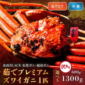 【ふるさと納税】訳あり 【蟹の匠 魚政】茹で　プレミアムズワイガニ 魚政BLACK(松葉ガニ・越前ガニ) 小サイズ(600～700g)～特大サイズ(1200～1300g) 1匹 (11月～12月発送) (2026年1月～発送) 選べる 内容量 配送期間