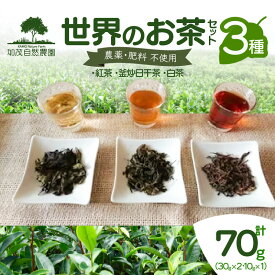 【ふるさと納税】＜京都産＞加茂自然農園 世界のお茶セット(3種類) お茶 農薬不使用 自然栽培 詰め合わせ 3種類 計70g 加茂自然農園