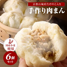 【ふるさと納税】 京都山城産たけのこ入り国産小麦の手作り肉まん6個セット 肉まん 豚肉 筍入り 手作り 人気 パン工房 Haru-Kanade ハルカナデ