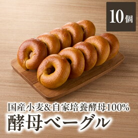 【ふるさと納税】 国産小麦＆自家培養酵母100％　酵母ベーグル10個 パン ベーグル 国産 トースト サンドイッチ シンプル 朝食 酵母 オーガニック もちもち 食べやすい ヘルシー 低脂質 低カロリー 身体にやさしい 自然素材 素朴 おやつ 朝食 国産
