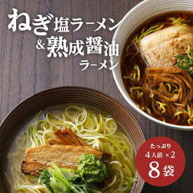 【ふるさと納税】＜京都府産　ねぎ使用＞熟成醤油ラーメン＆木津川ねぎ塩ラーメン（各2～4人前） リストランテ ナカモト 仲本食堂