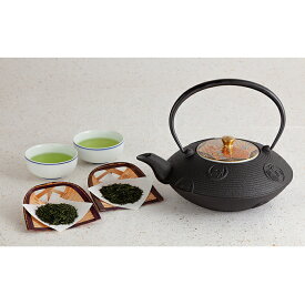 【ふるさと納税】清水焼六小紋鉄瓶急須と宇治茶　【お茶・緑茶・工芸品・食器】