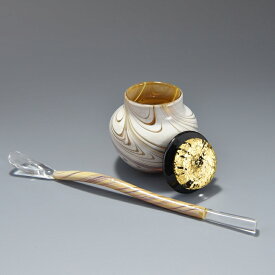 【ふるさと納税】高級ガラス工芸品　棗と茶杓セット〈高級 ガラス 棗 茶杓 セット 茶道 茶道具 工芸品 雑貨〉 食器