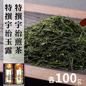 【ふるさと納税】宇治茶 特撰玉露・特撰煎茶飲み比べセット 100g×2缶〈お茶 茶 煎茶 緑茶 玉露 特選 高級 茶葉 宇治茶 飲み比べ セット 茶筒 お茶缶〉