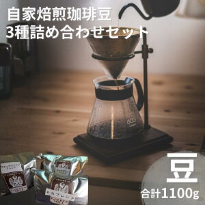 【ふるさと納税】 自家焙煎珈琲豆3種詰め合わせセット(合計1100g) 豆