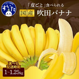 【ふるさと納税】【選べる配送時期】吹田バナナ 5本 ～ 12本（ 1kg ～ 1.25kg ）先行予約バナナ ばなな 皮まで食べられるバナナ 皮ごと スムージー フルーツ くだもの 果物 うまいもん 大阪府 吹田市