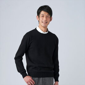 【ふるさと納税】日本製 カシミヤ100% クルーネック ブラック Mサイズ [2646]