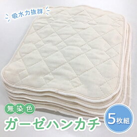 【ふるさと納税】ふっくら 無染色ガーゼ ハンカチ 5枚組 [0256]