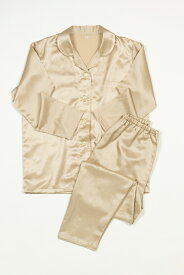 【ふるさと納税】[瀧芳株式会社]シルクナイトウェア (上下セット) ゴールド−Lサイズ [1302]